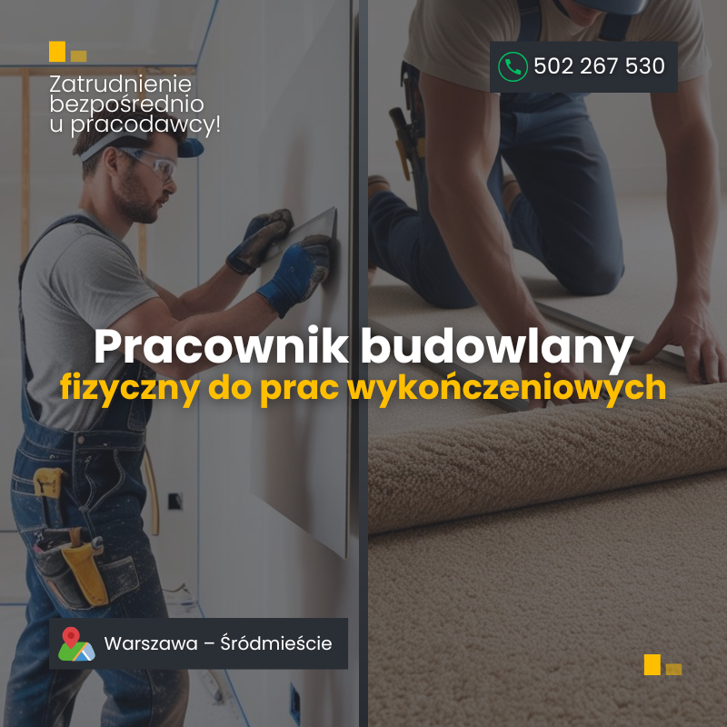 PRACA W WARSZAWIE – WYKOŃCZENIA wnętrz