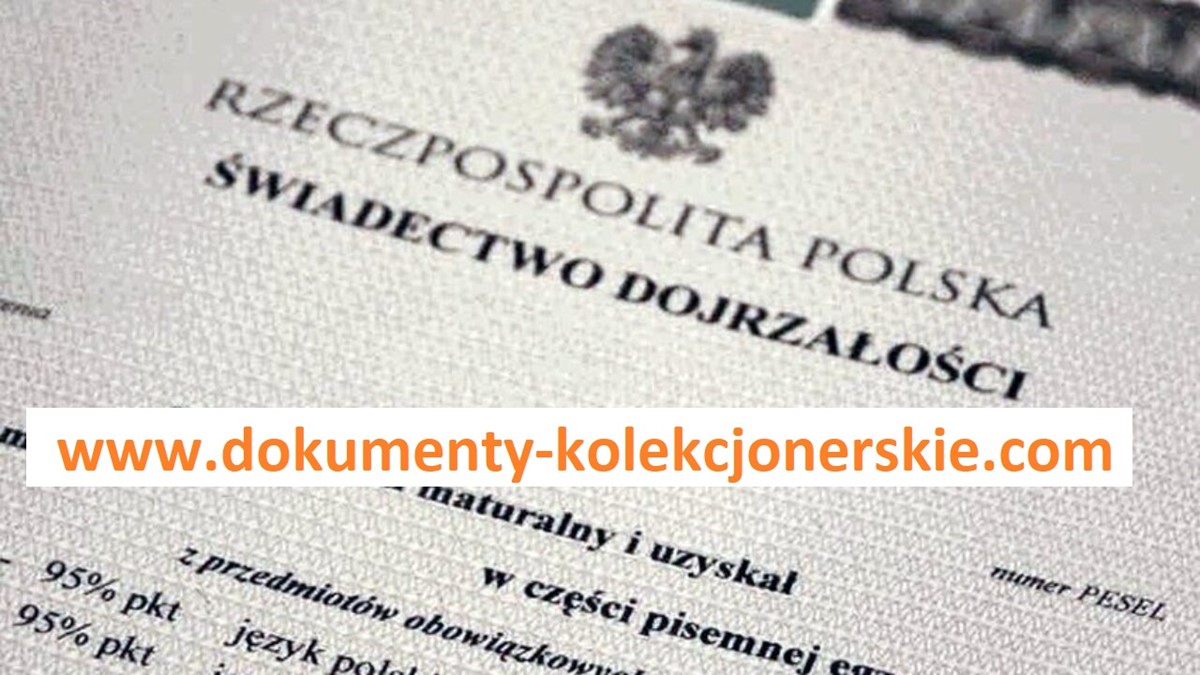 Kup świadectwo szkolne z wpisem , Mature z wpisem